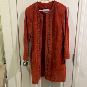 Pamela McCoy Rust Suede Cape with Floral Accents